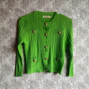 Top Charme Green Cardigan with Gold Buttons small